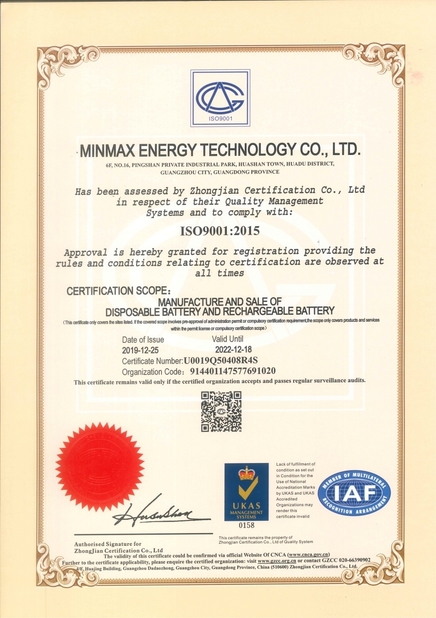 中国 Minmax Energy Technology Co. Ltd 認証